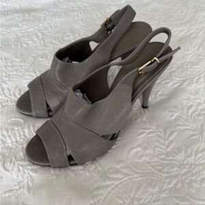 J. Crew Julienne Gray Slingback Heels with Open Toe. Size 8.5